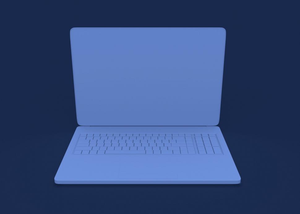 Free Image of 3D rendering of a modern laptop on blue 