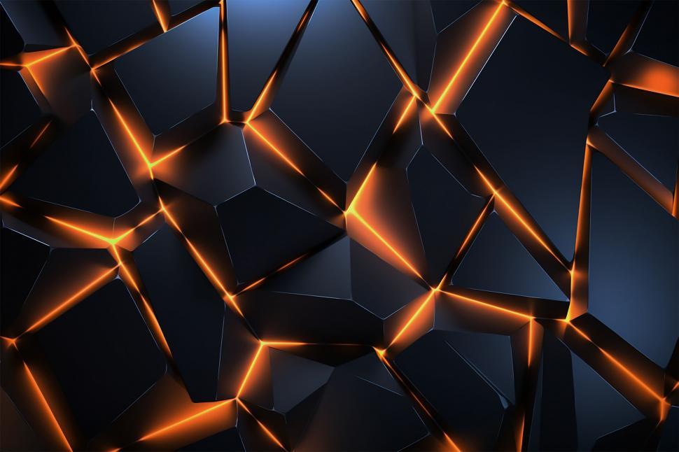 Free Image of Abstract glowing geometric shapes on dark 