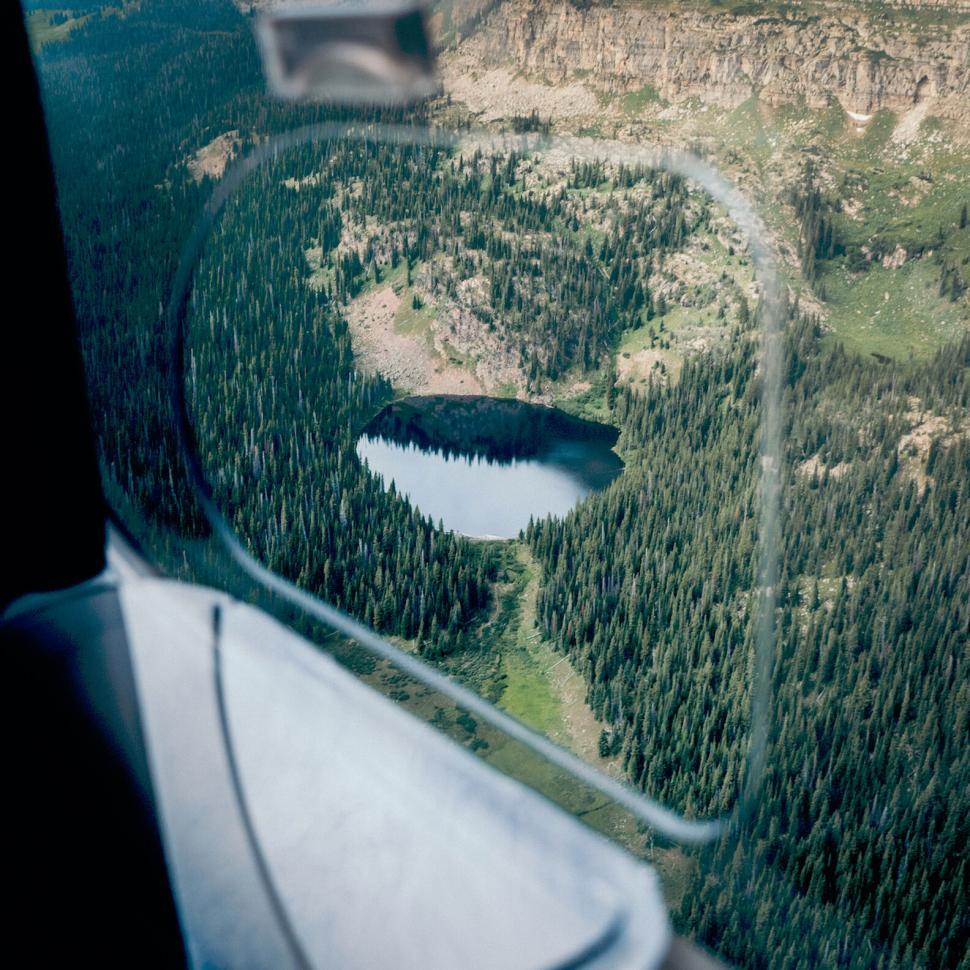 Free Image of Aerial view of a lake from airplane 