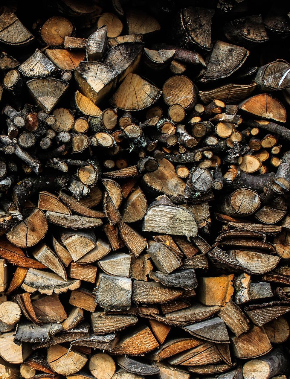 Free Image of Stack of chopped firewood 