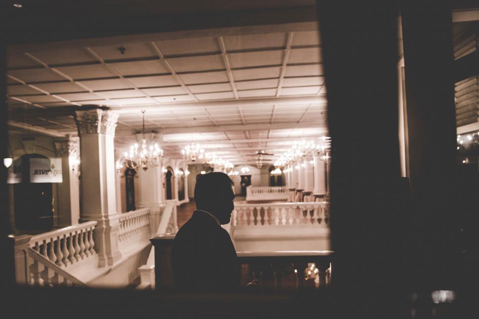Free Image of Silhouette of a man in a vintage interior 
