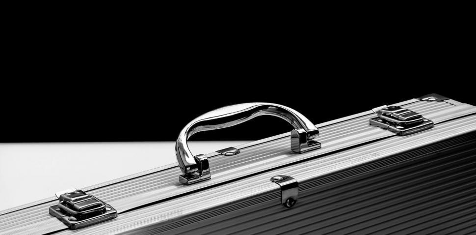 Free Image of Close-up of metal briefcase handle 