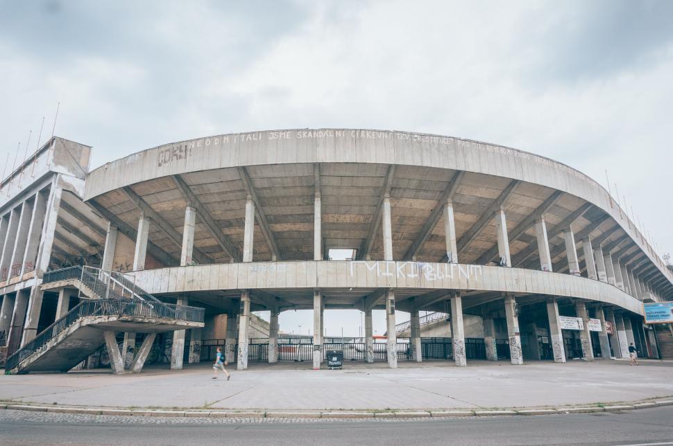 Free Image of Abandoned circular stadium architecture 