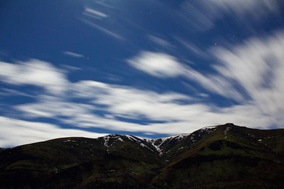 Free Image of Night sky over mountainous terrain 