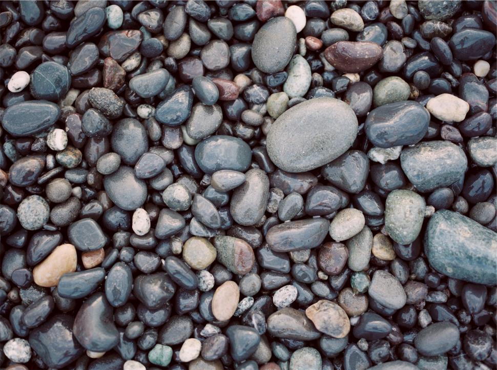 Free Image of Close-up of smooth colorful beach pebbles 