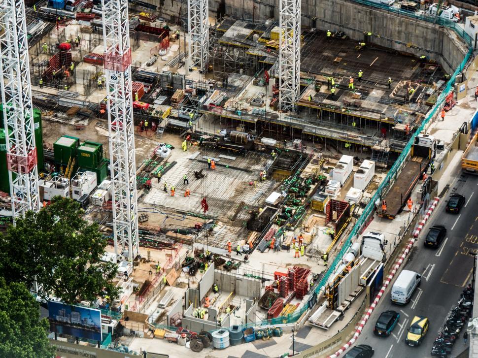 Free Image of Aerial view of a busy construction site 