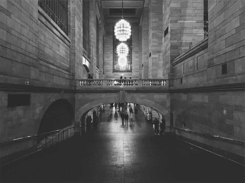 Free Image of Spacious grand hall in monochrome tones 
