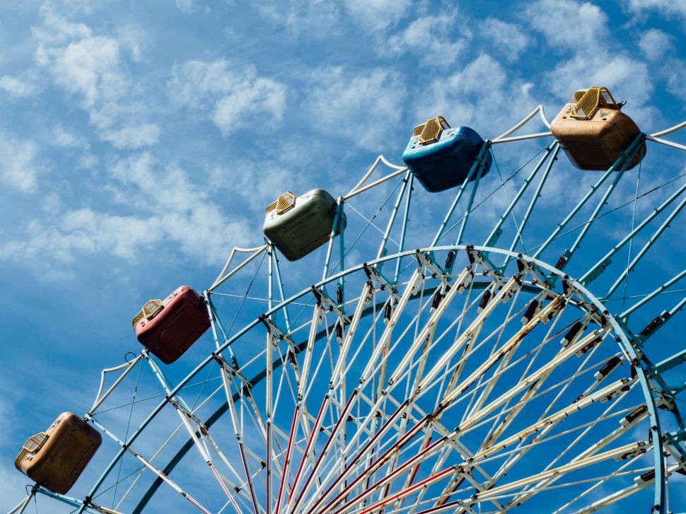 Free Image of Ferris wheel against a blue sky 