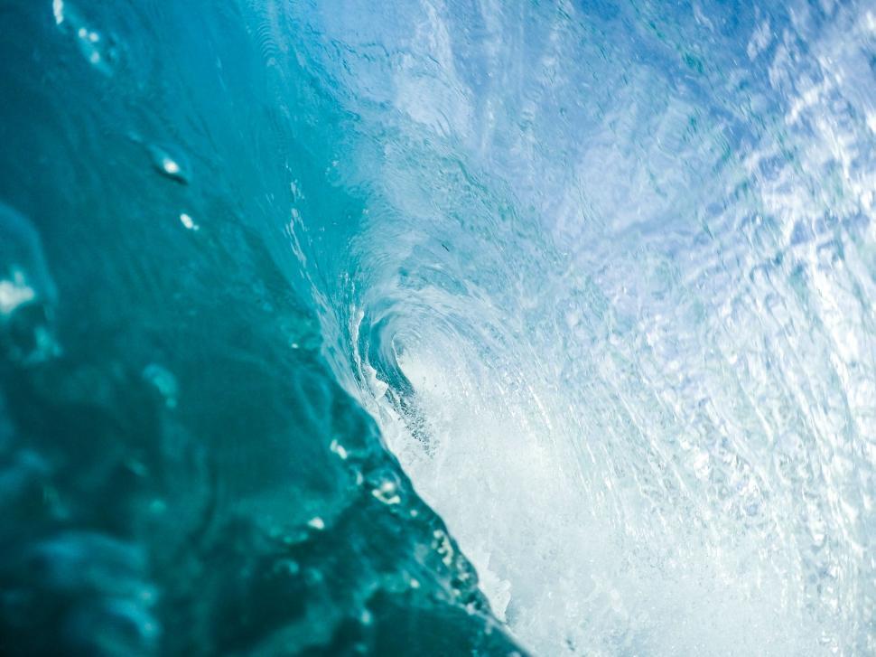 Free Image of Close-up of a blue ocean wave 