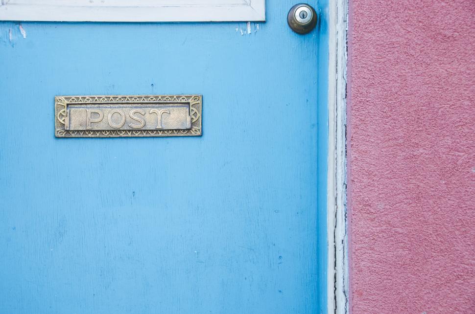 Free Image of Vintage POST mail slot on a blue door 