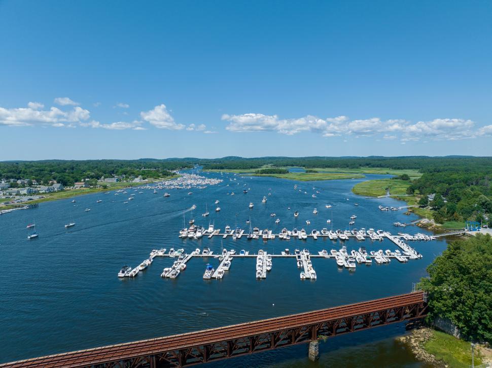 Free Image of Marina full of boats with a scenic view 