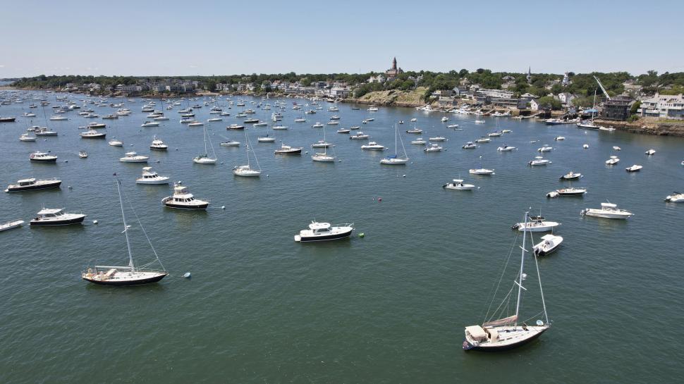 Free Image of Aerial view of a harbor with boats 