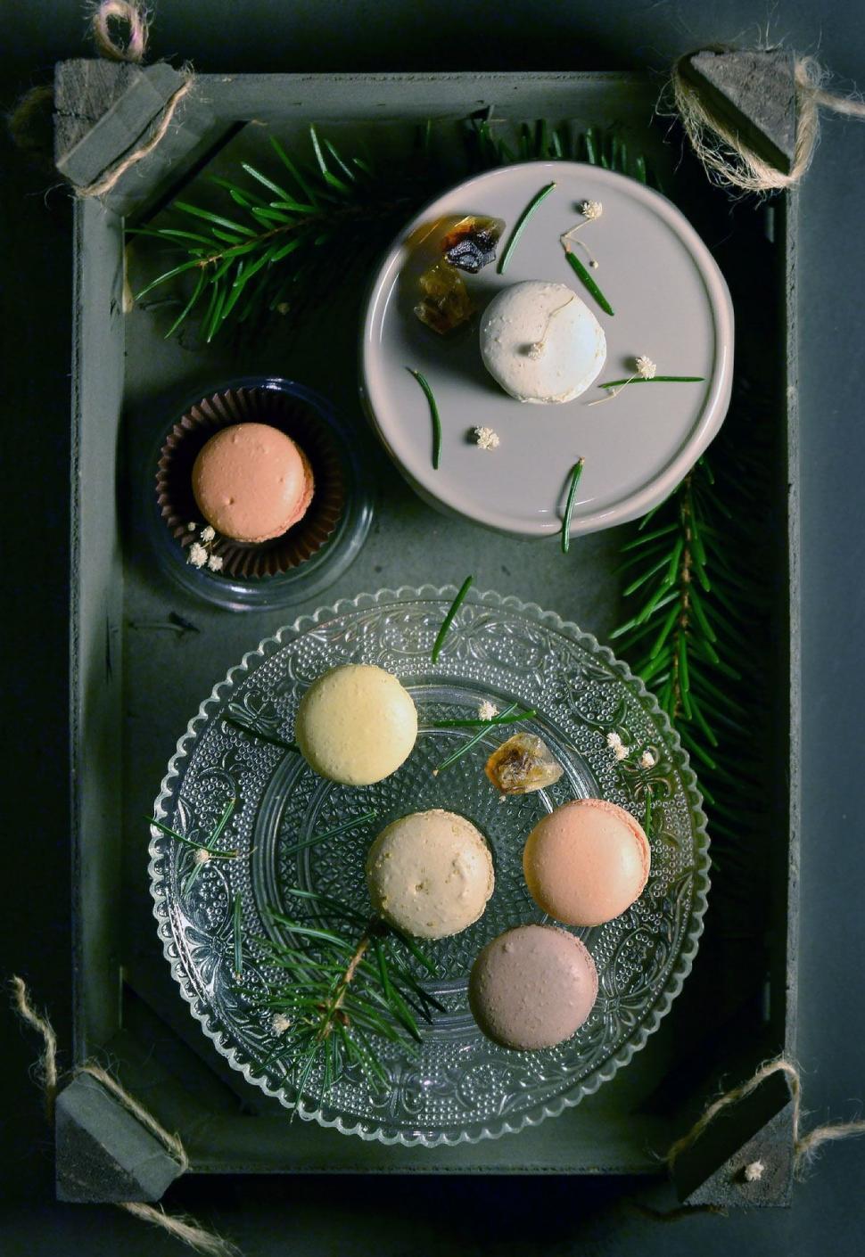 Free Image of Assorted macarons in a vintage setting 