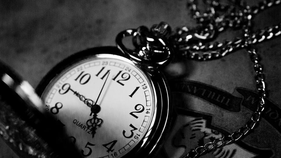 Free Image of Vintage pocket watch in black and white 