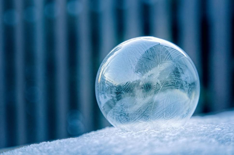 Free Image of Delicate frozen bubble capturing winter s essence 