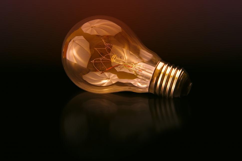 Free Image of Close-up of vintage incandescent light bulb glowing. 
