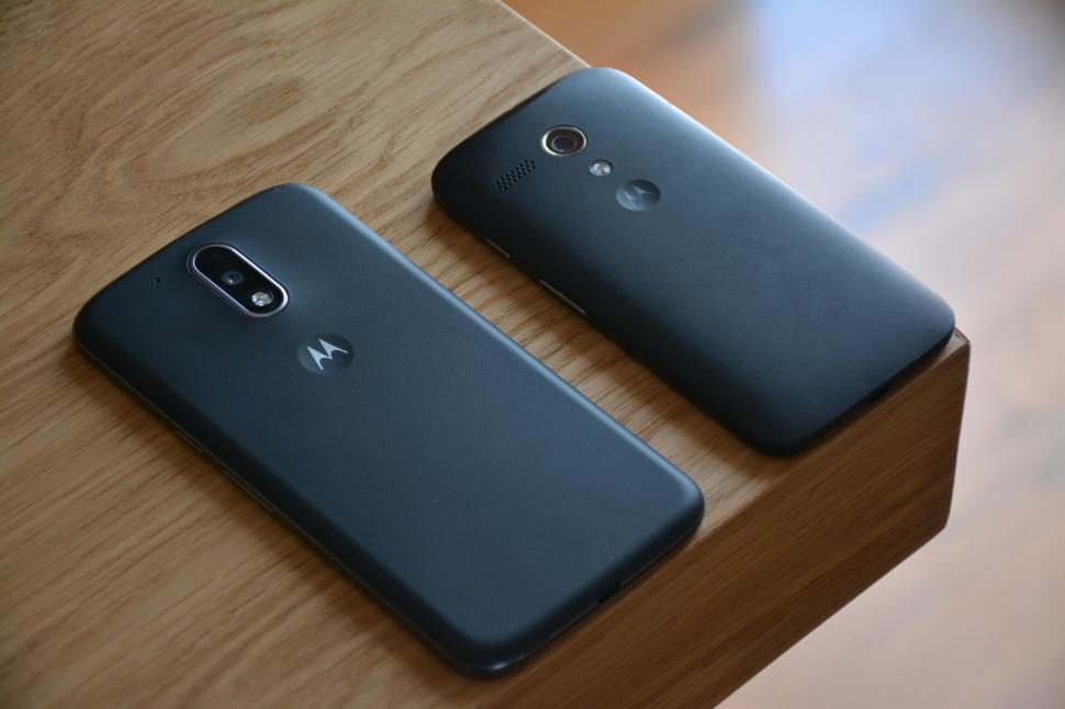 Free Image of Two motorola smartphones placed side by side on table 