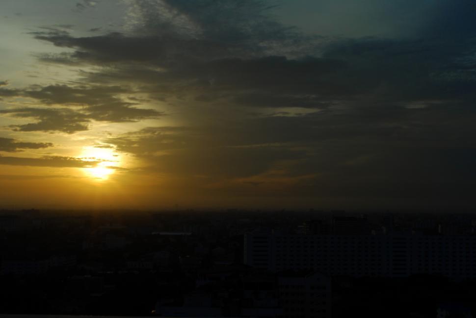 Free Image of Sunrise on rooftop 