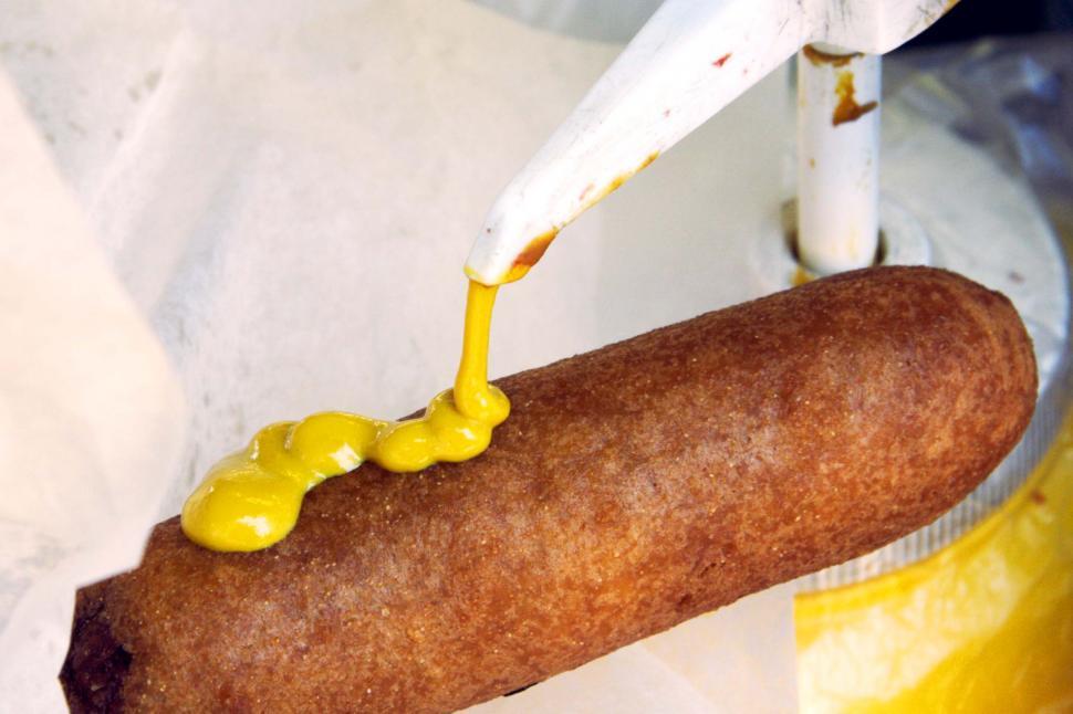 Free Image of Mustard on the corndog 