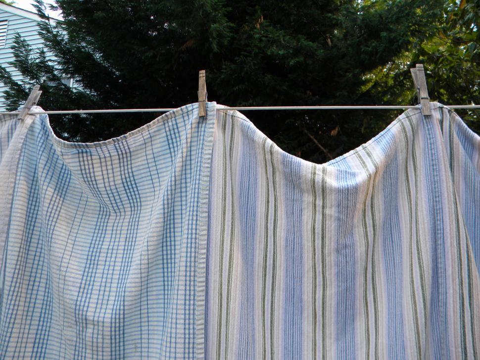 Free Image of Dish Towels on the line 