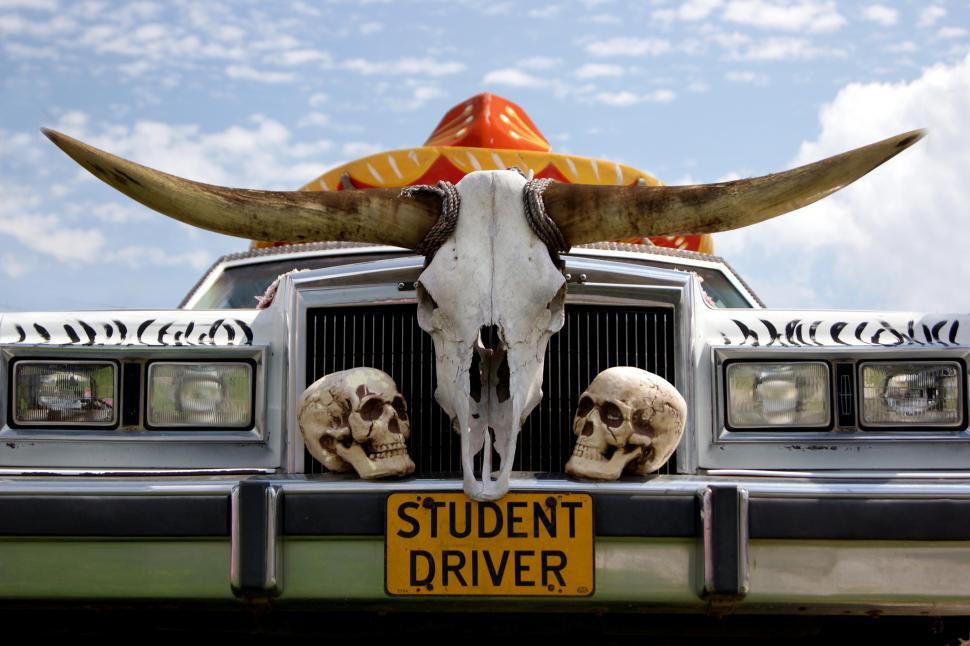 Free Image of Old car with Student driver licenses plate 