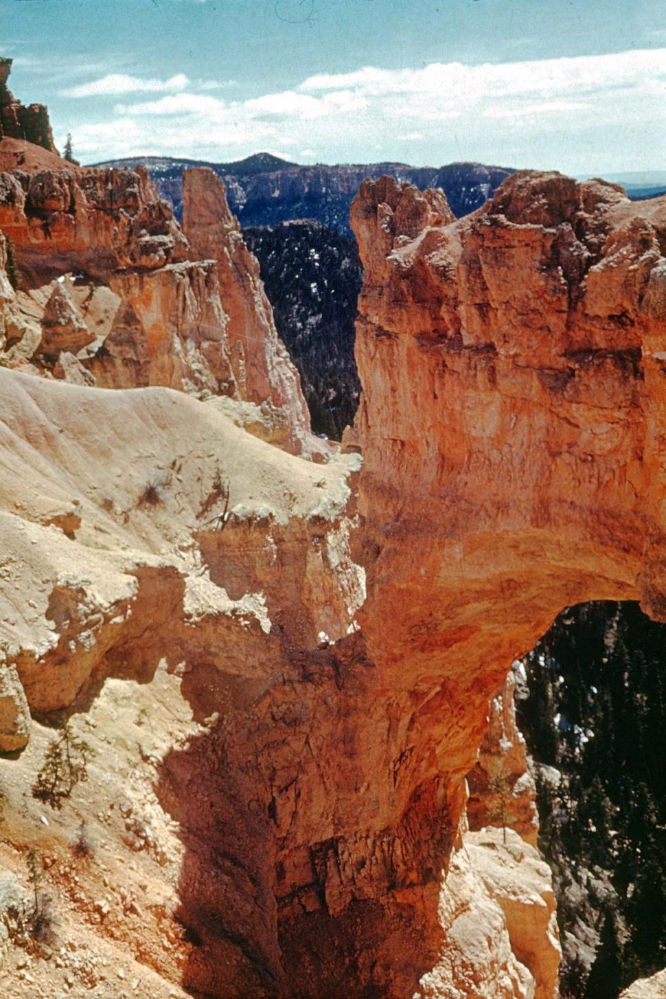 Free Image of bryce canyon national park utah rainbow landscapes vintage photo bridge rainbow bridge canyons geology geologic formations erosion eroded vintage photograph FACAT001 