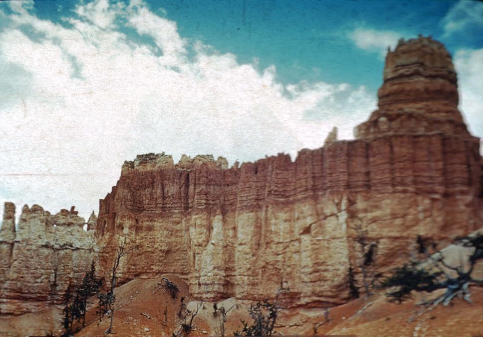 Free Image of bryce canyon national park utah great cathedral landscapes vintage photo hoodoos spires canyons geology geologic formations erosion eroded vintage photograph FACAT001 