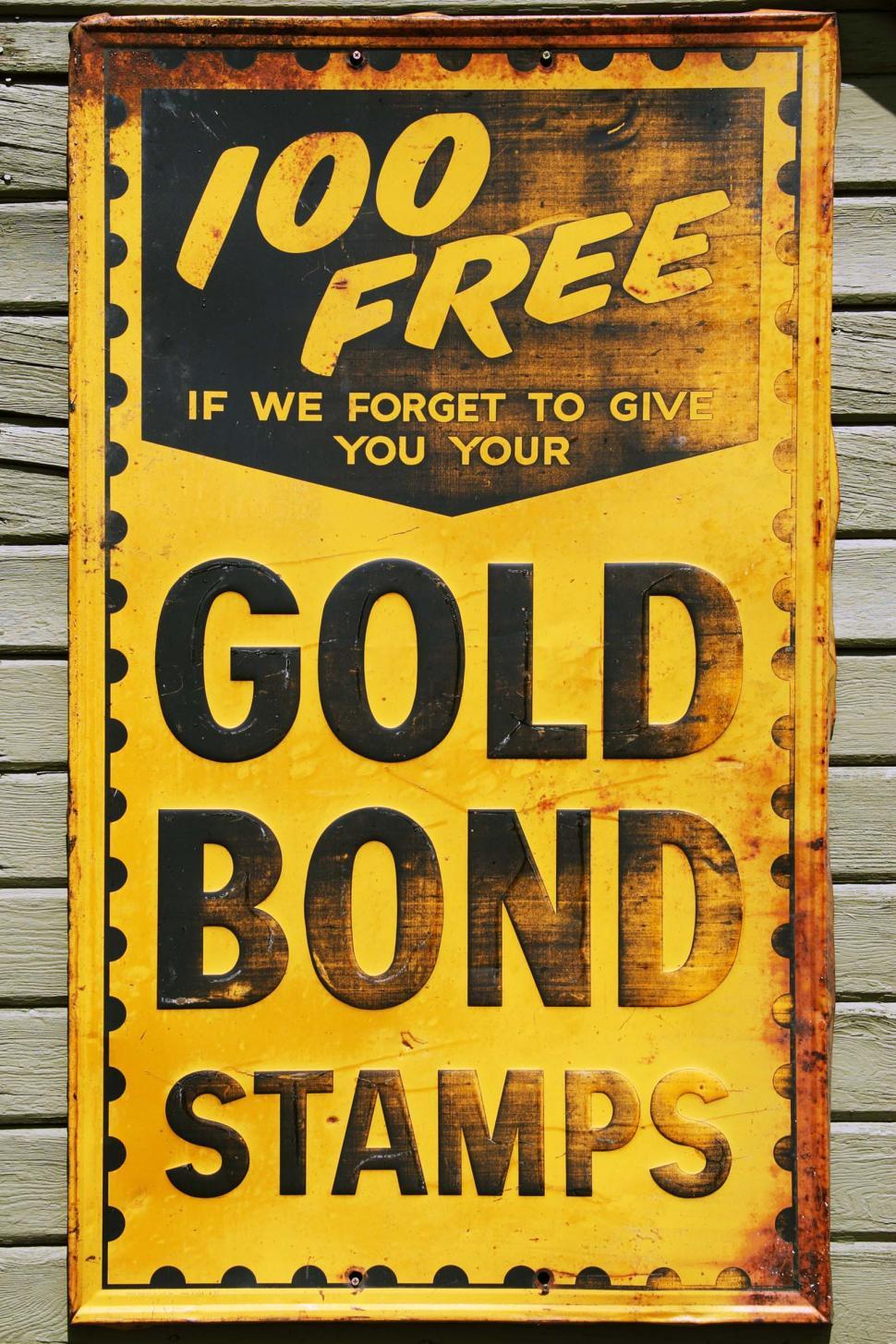 Free Image of Gold Bond Stamp sign 