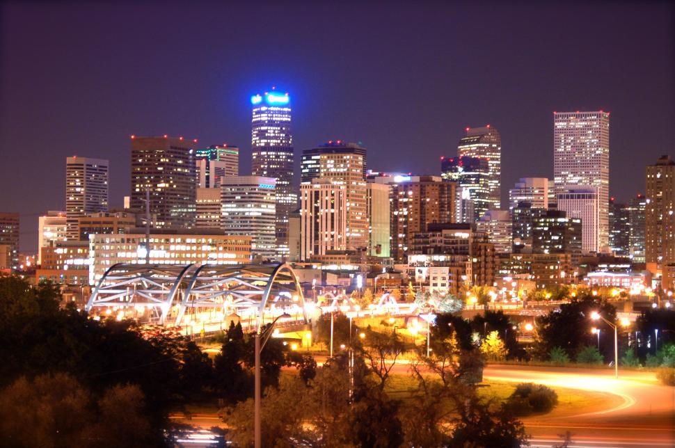 Free Image of Denver, Colorado Skyline at night 