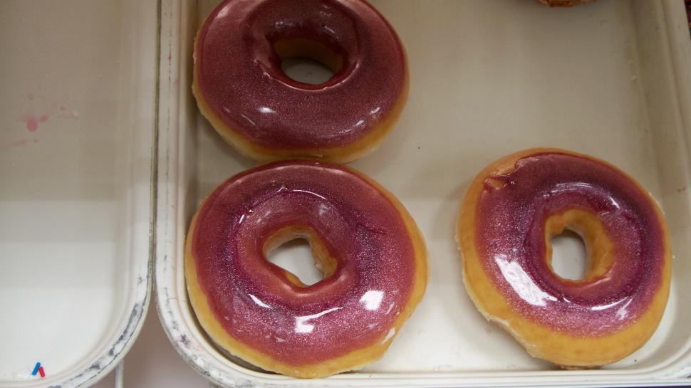 Free Image of Donuts with Shiny Pink Icing  