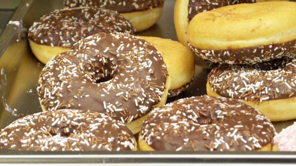 Free Image of Chocolate and Sprinkles Donuts 