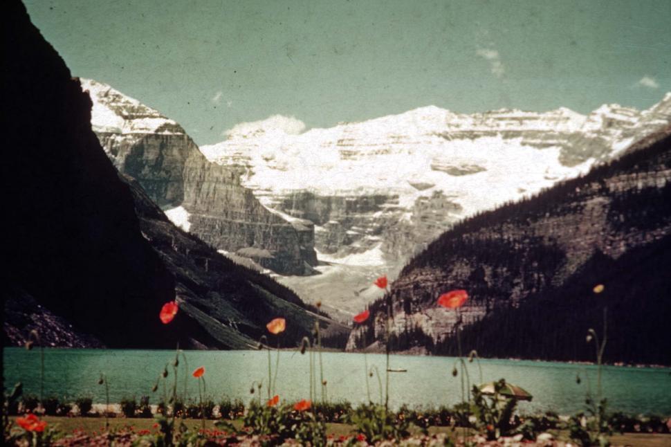 Free Image of banff canyon national park canada canadian rockies landscapes vintage photos lake louise snow snowy canyons cold winter vintage photographs FACAT001 water lake flowers vintage forest winderness rugged 