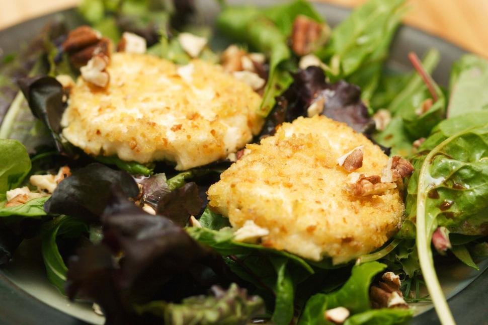 Free Image of Fried Goat Cheese on Salad 