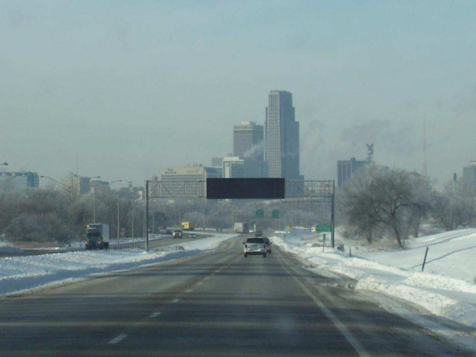 Free Image of Winters Day driving into Omaha Neb. 