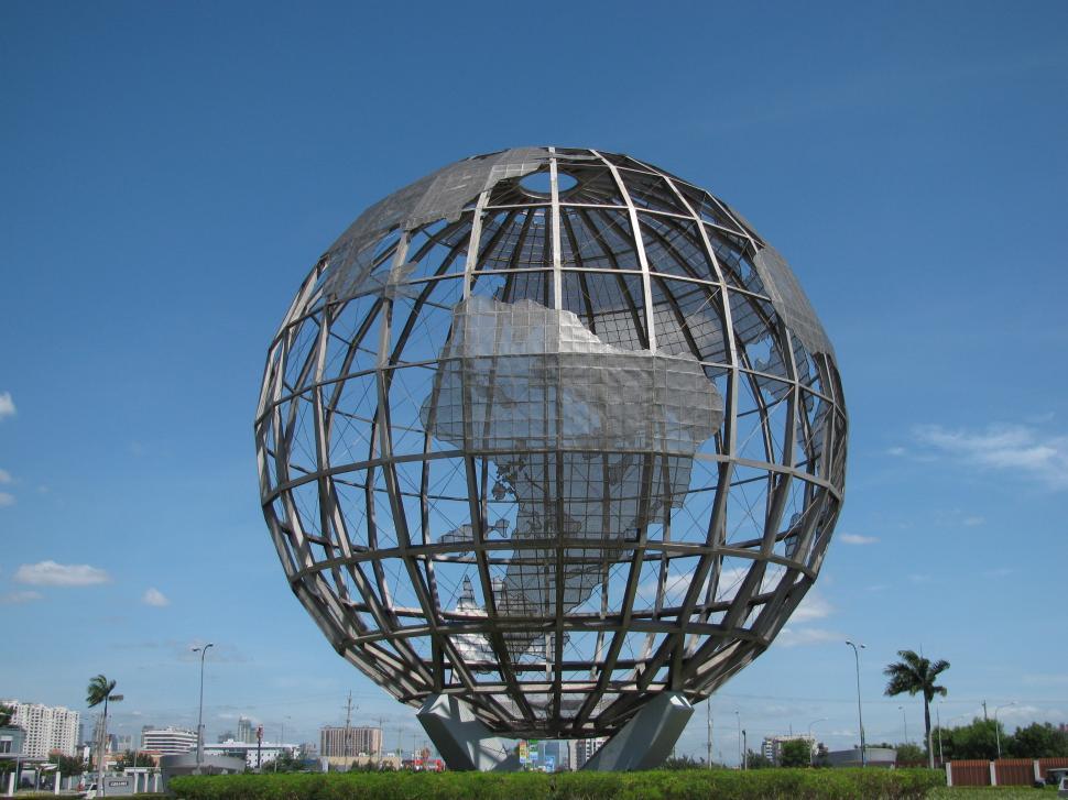 Free Image of Large Metal Sphere Sculpture in Park 