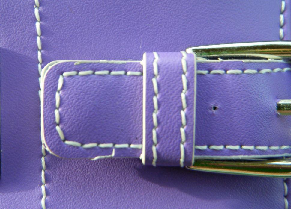 Free Image of Belt buckle with stitches close up 