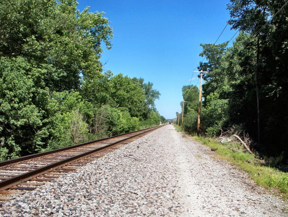 Free Image of Looking down the railroad tracks on a perfect day 