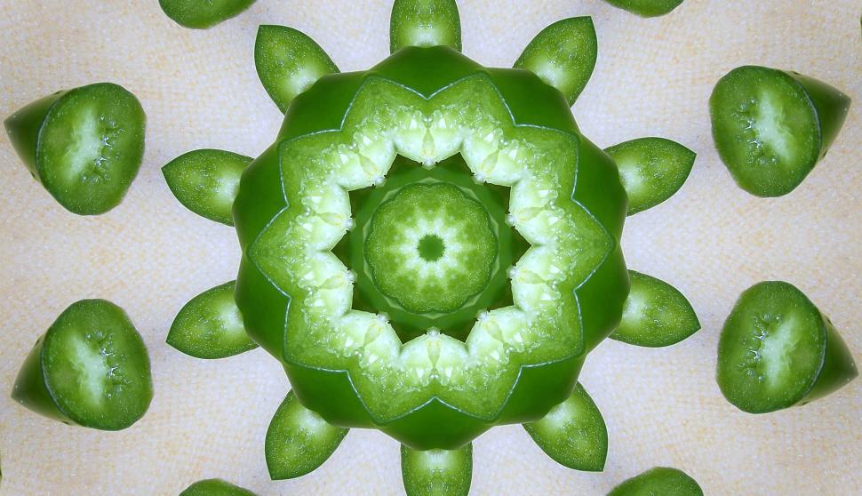 Free Image of Green Peppers Kaleidoscope background image 2 