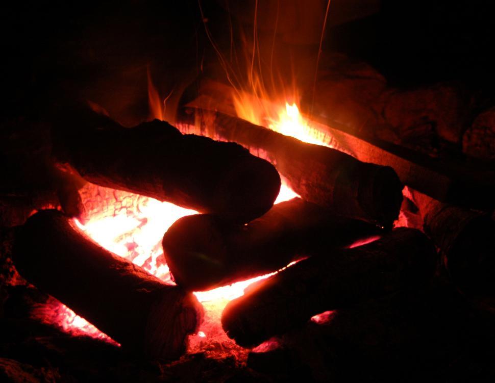 Free Image of Close Up of a Fire in a Fireplace 