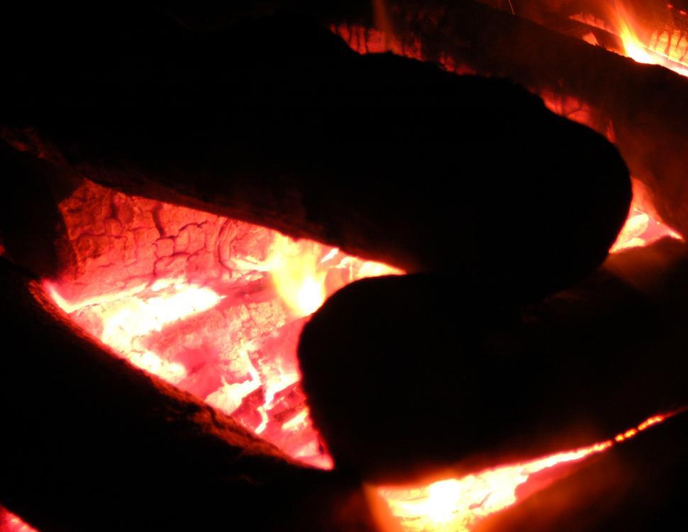 Free Image of Close Up of a Crackling Fire in a Fireplace 