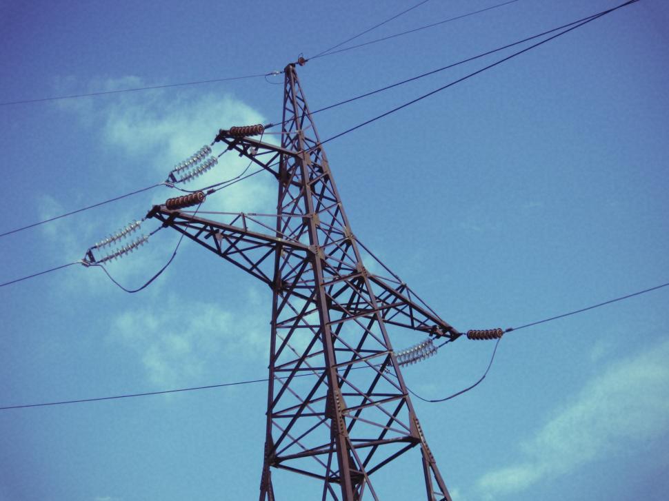 Free Image of High Voltage Power Line Against Blue Sky 