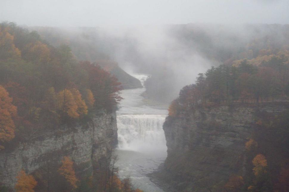 Free Image of Waterfall in the fog 