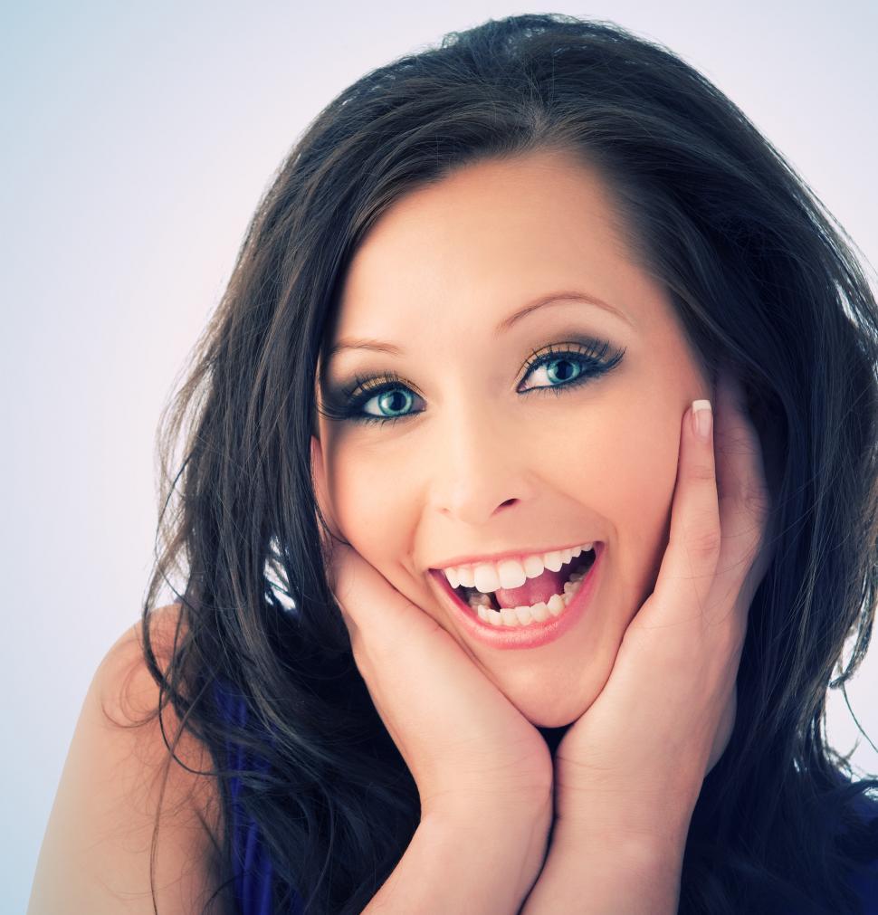 Free Image of Headshot of excited young woman 
