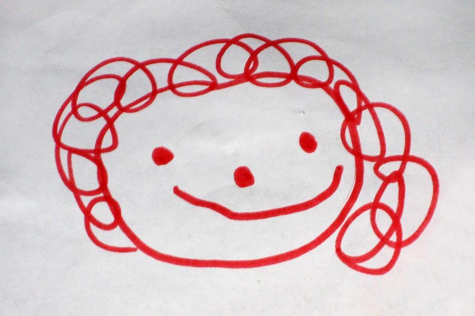 Free Image of Child's drawing of happy face 
