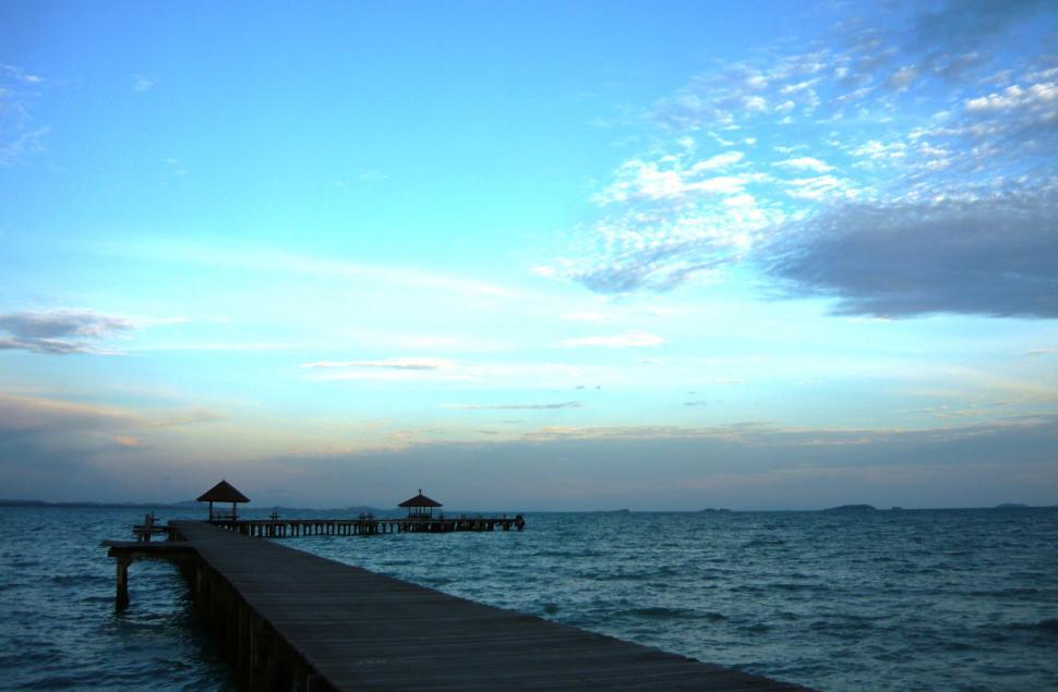 Free Image of Long Tropical Pier at Sunset 