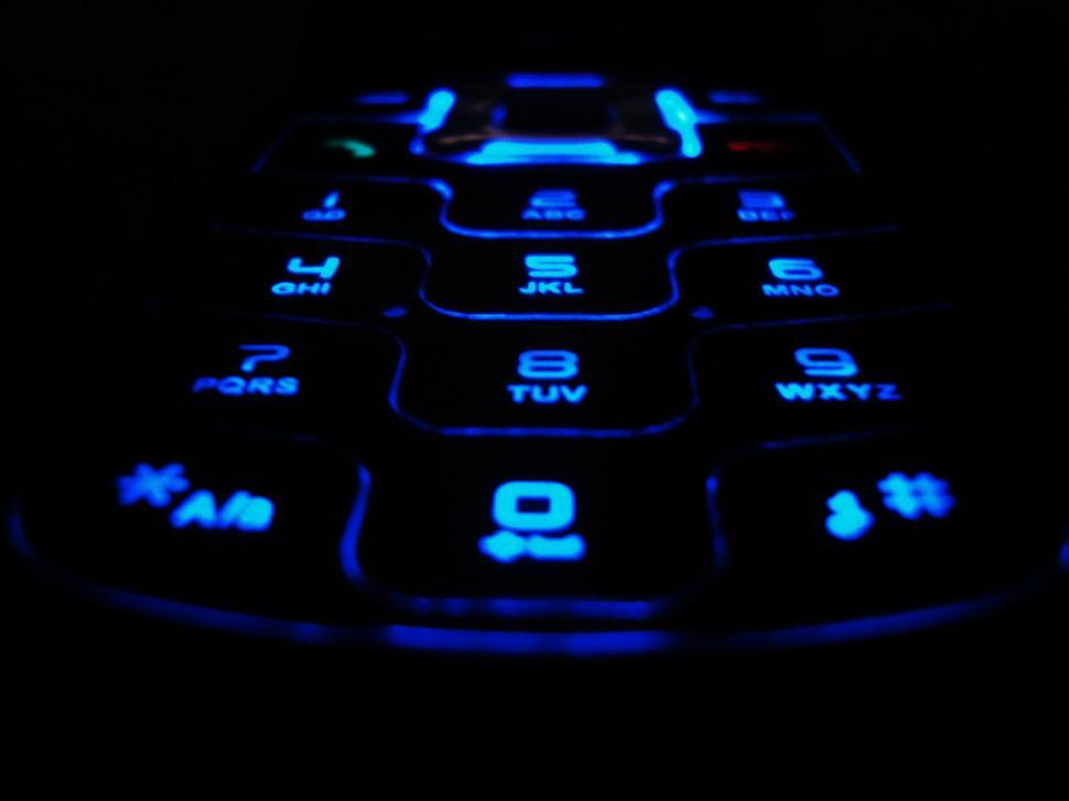 Free Image of Blue Neon Mobile Phone Keypad 