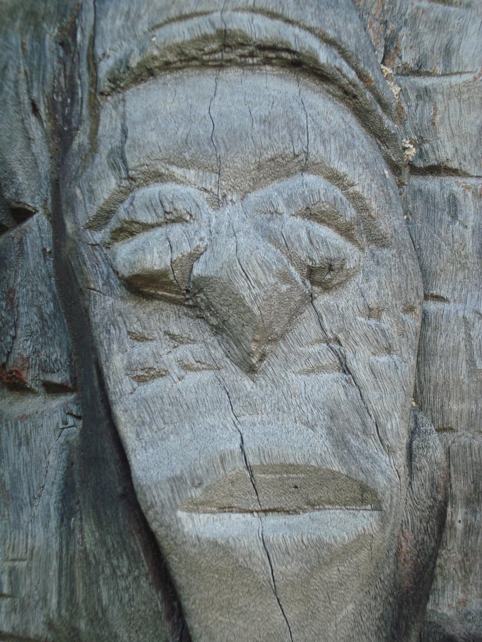 Free Image of Carved Wooden Face 
