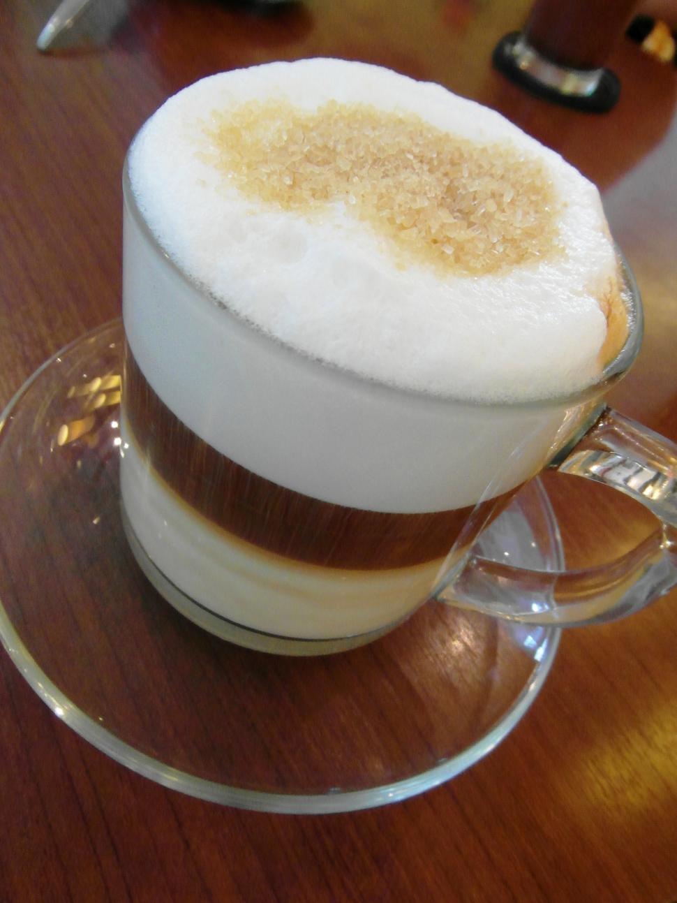 Free Image of Layered Latte in Clear Glass 