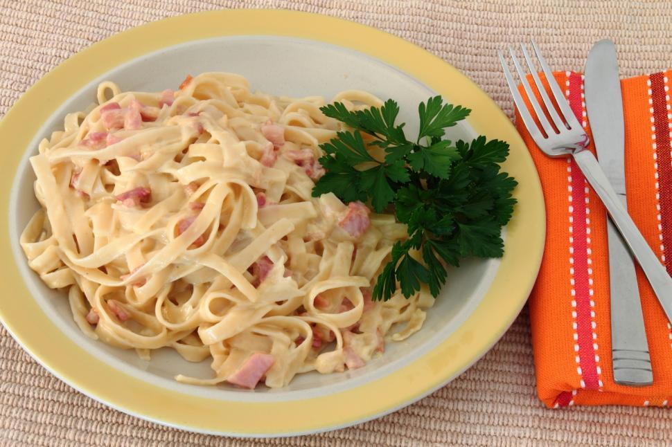 Free Image of A plate of Carbonara 