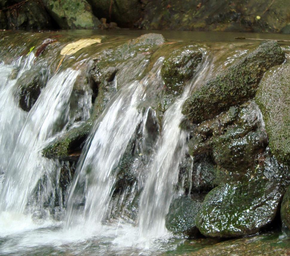 Free Image of Small Waterfall Over Rocks 